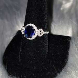 925 Sterling Silver Blue Oval, US 8